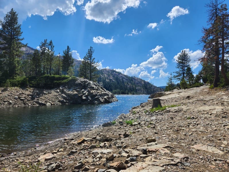 Bowman Lake Northern California swimming summer Tahoe National Forest