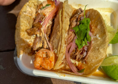 Taco Shack Spicy Shrimp Taco and Beef Barbacoa Taco