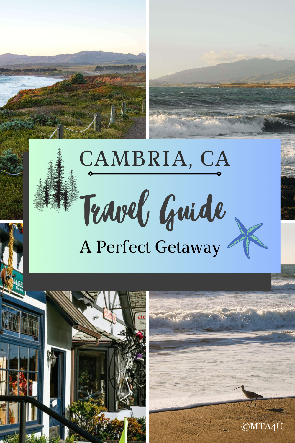 Cambria, CA Travel Guide cover image featuring scenic views and town highlights.