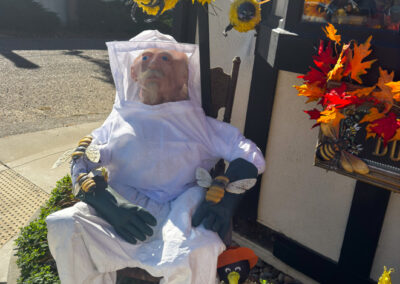 Creative scarecrow displays at the Cambria Scarecrow Festival.