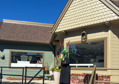 Creative scarecrow displays at the Cambria Scarecrow Festival.