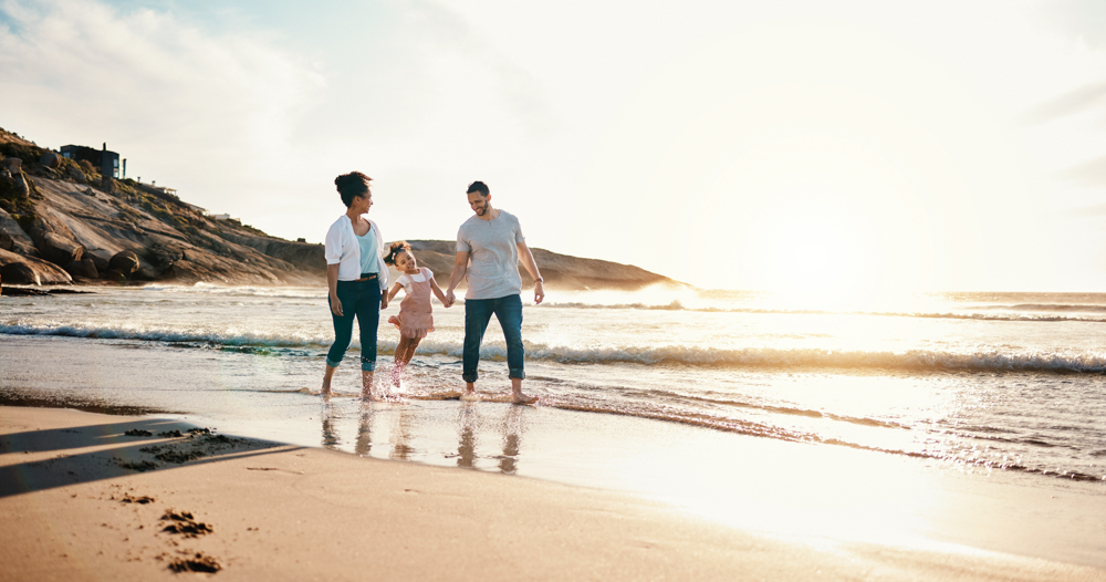 Family enjoying a customized travel experience on a beach