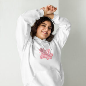 You Are The Magic Cozy Hoodie in white on model