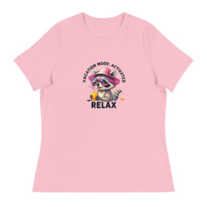 Vacation Mode Activated: Relax Raccoon Unisex T-Shirt Pink