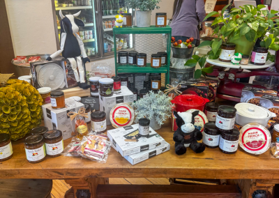 Local jams and gourmet items at Marin Cheese Factory gift shop.