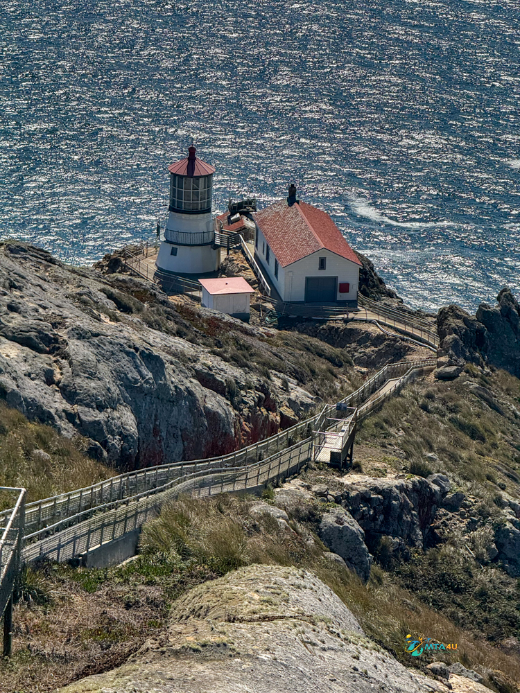 Point Reyes Lighthouse overlooking the Pacific Ocean, a must-see stop on a Point Reyes day trip itinerary.