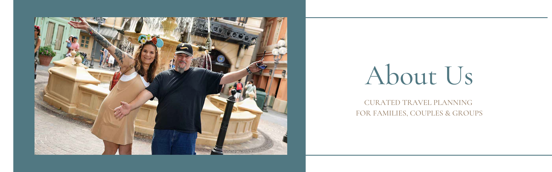 Noel Chapman and husband at Epcot, Walt Disney World– Mini Travel Adventures 4 Us travel advisors