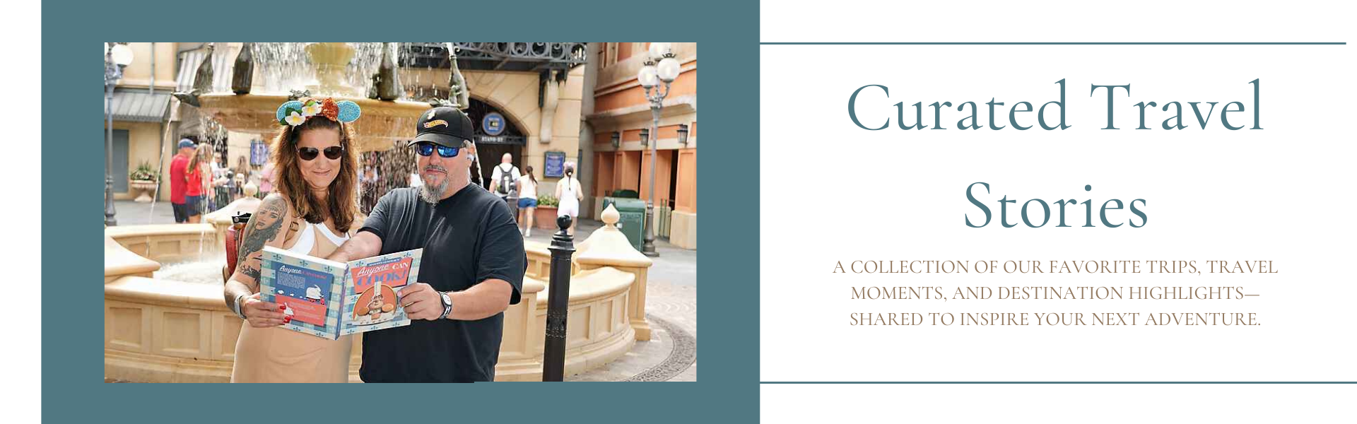 Noel Chapman and her husband at Epcot’s France Pavilion near the Ratatouille attraction at Walt Disney World.