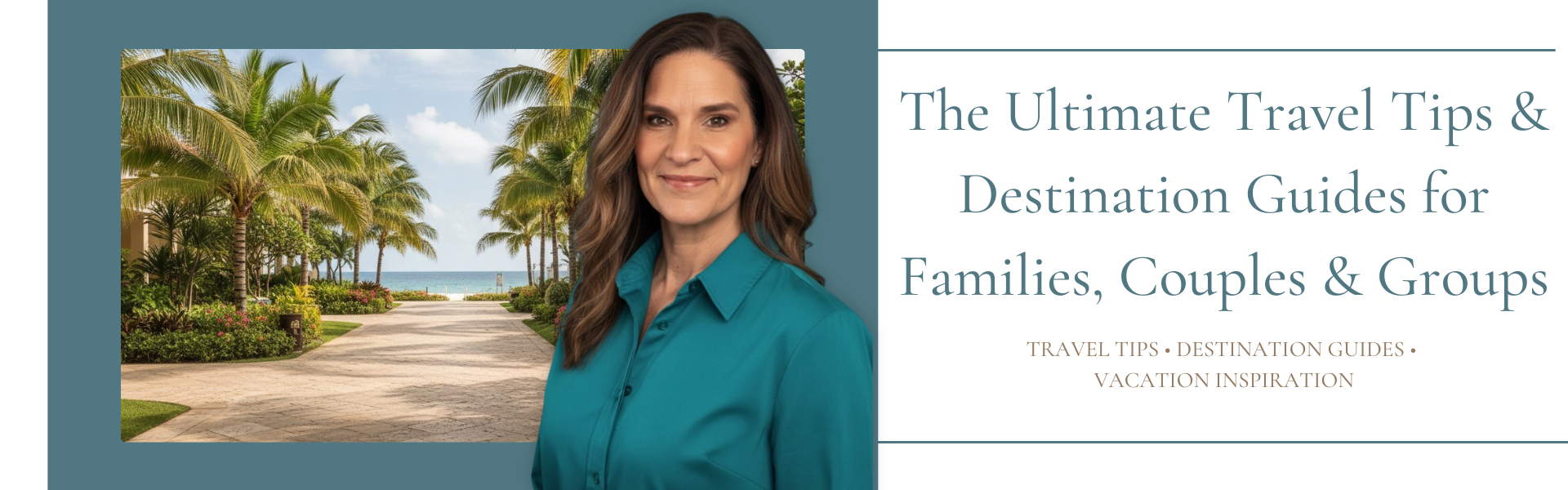 Noel Chapman travel advisor with tropical resort background.