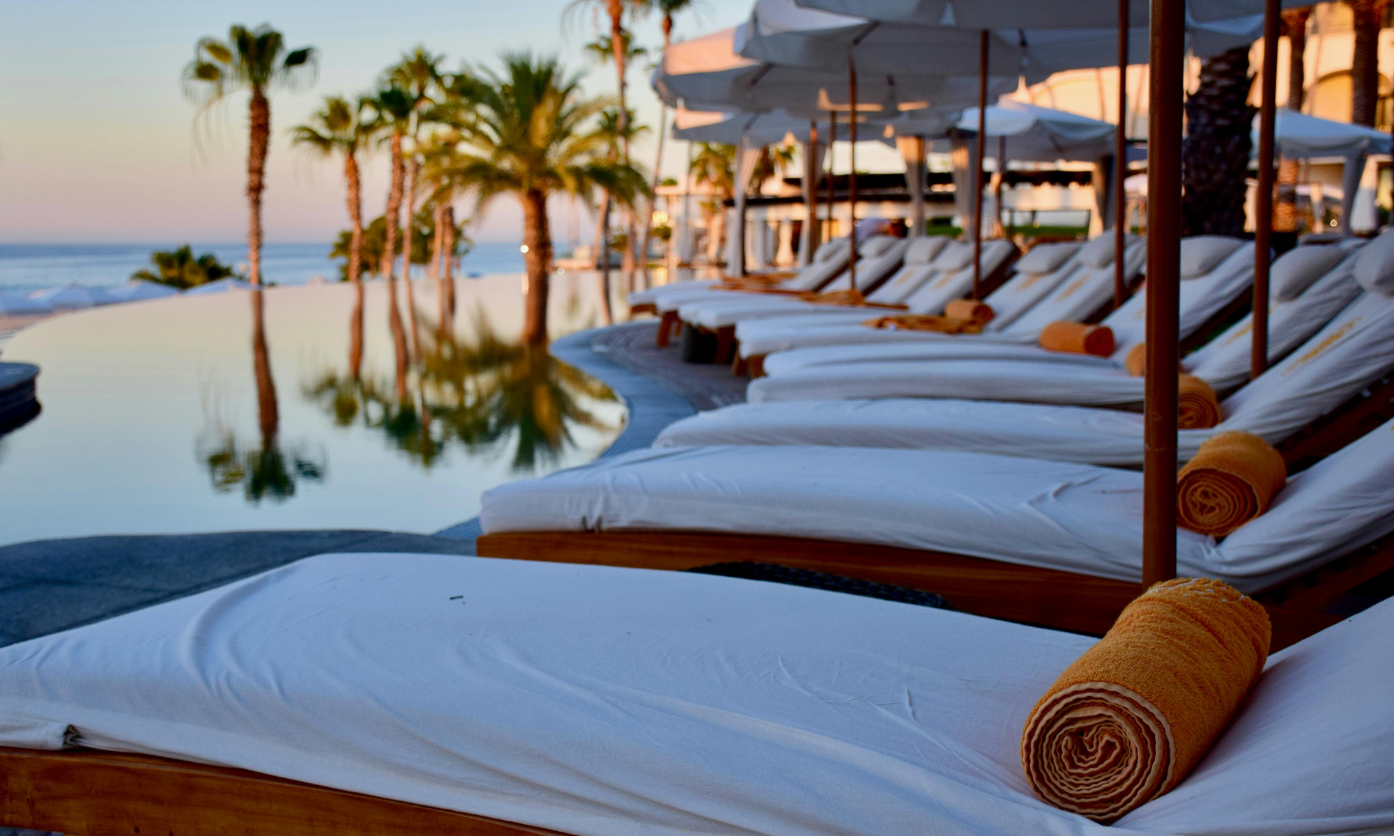 Beachfront resort area in Cabo San Lucas, Baja California Sur, Mexico.