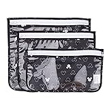 Disney toiletry bag set with clear zip pouches featuring Mickey Mouse design for travel organization.