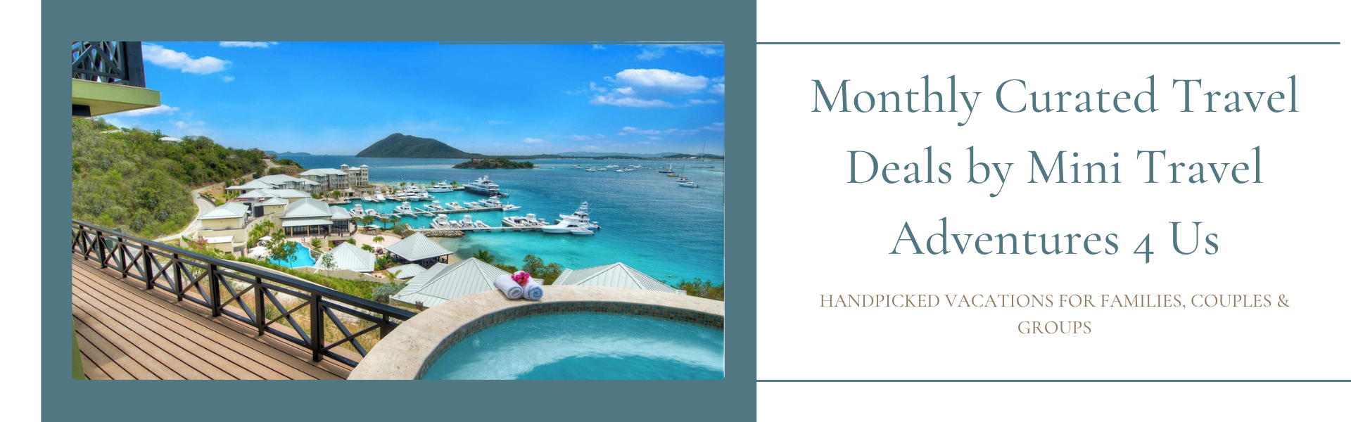 Luxury beach resort with ocean views and pool representing curated travel experiences for families, couples, and groups.