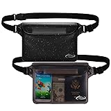 Waterproof phone pouch and dry bag designed to protect valuables during beach trips and water excursions.