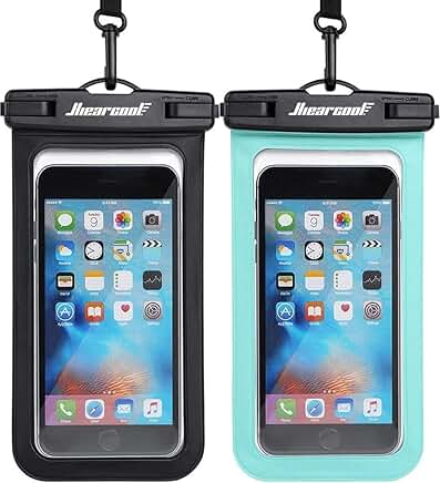 Waterproof phone pouch used to protect phone and valuables during cruise, beach, and water activities.