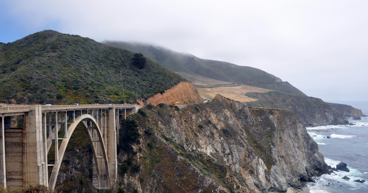 Bixby Creek Bridge spanning rugged coastal cliffs along Highway 1 in Big Sur, California.