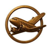 Vintage gold airplane icon representing travel inspiration and future adventures.