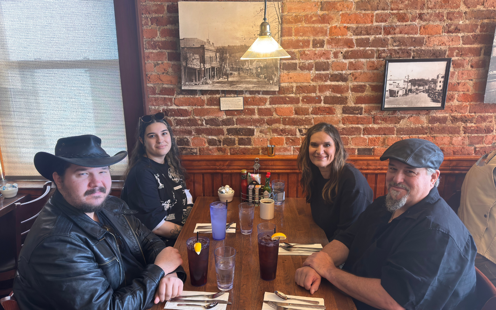 Family photo taken during lunch at Tofanelli's Restaurant in historic downtown Grass Valley, California.
