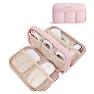 Pink BAGSMART electronics organizer travel case for charging cables, phone chargers, earbuds, and tech accessories