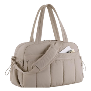 BAGSMART lightweight weekender duffel bag with wet pocket in camel for carry-on travel and weekend trips