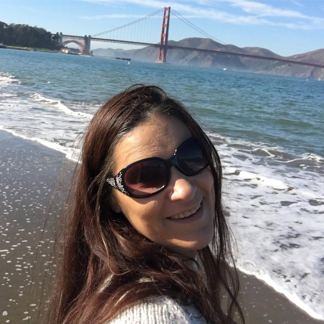 Noel Chapman at Crissy Field with the Golden Gate Bridge in San Francisco.