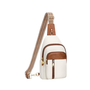 Beige and brown women’s anti-theft RFID crossbody sling bag for travel